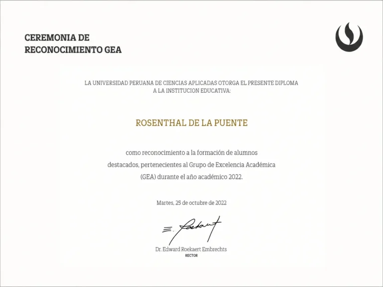 Diploma otorgado por Universidad Peruana de Ciencias Aplicadas en 2022